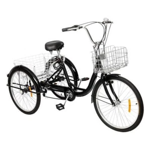 24'' 26'' Adult Tricycle 7 Speed Bicycle 3 Wheel Bike Cruiser Trike w/ Basket - Picture 1 of 18