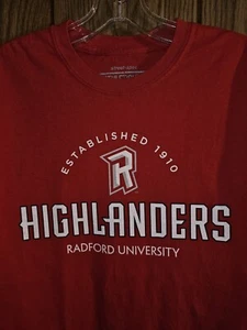 Radford University Highlanders Medium Mens Red Graphic Logo Tshirt NCAA - Picture 1 of 11