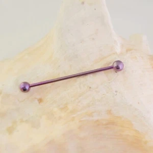 14G purple anodized titanium industrial barbell jewelry with 5mm ball ends - Picture 1 of 6