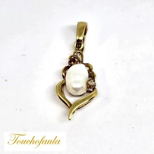 14K GELBGOLD CLIP AUF ANHÄNGER FREIE FORM MIT SÜSSWASSERPERLE EIN RUBIN UND DIAM - Bild 1 von 2