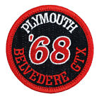 1968 Plymouth Belvedere GTX Embroidered Patch Black Denim/Red Iron-On Sew-On Hat