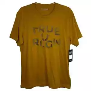 True Religion Antique Gold HS Crew Neck Tee Large NWT - Picture 1 of 2