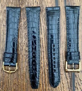 RAYMOND WIL CORREA DE RELOJ 100% GENUINA CUERO LAGARTO Y COCODRILO NEGRO NUEVO 19MM - Imagen 1 de 4