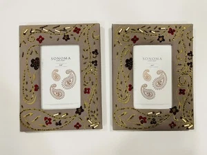 Sonoma Life Style 2er Set 4 x 6" Fotorahmen gepolstert Perlen bestickt - Bild 1 von 4