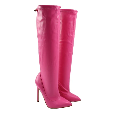 🔥NUEVAS BOTAS ELÁSTICAS AZALEA WANG CRENN hasta la rodilla Stiletto, rosa 6,5 EE. UU. SE ENVÍA HOY Foto 1 de 4