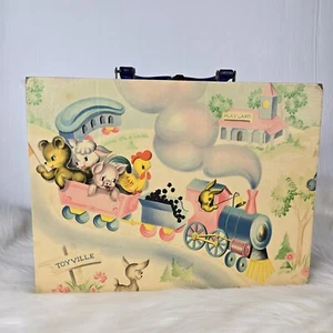 Vintage Toyville Playland Child's Train Animals Carry Case Suitcase 12x9x3.75" - Picture 1 of 18