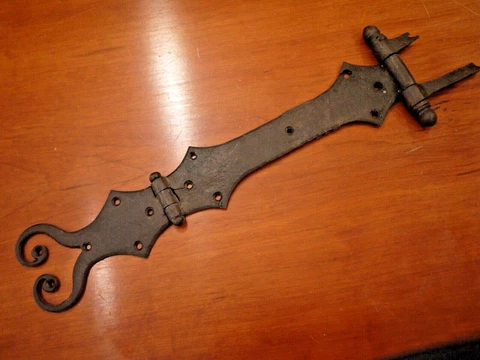 Nice French 18th-19th antique Wrought Iron Hinge probably shutters 22" Cover