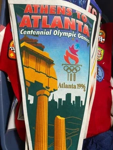 Athens to Atlanta 1996 Centennial Olympic Games Pennant Flag Atlanta Georgia Oly - Picture 1 of 2