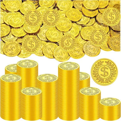 300 Piezas Monedas de Oro de Plástico Tesoro Pirata Monedas Falsas Carnaval Fiesta de Halloween F Foto 1 de 4