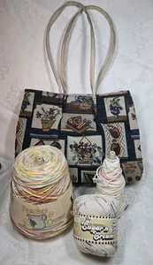 1 Tapestry Bag, 1 Peaches & Cream Yarn, 1 Cookies & Cream Yarn And 1 Used Yarn - Picture 1 of 22