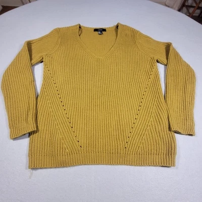 Suéter Forever 21 Amarillo Mostaza Acanalado Tejido Cuello en V Para Mujer M Acogedor Otoño Moda Foto 1 de 4
