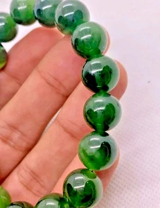 Elegante Brazalete de Cuentas de Jade Nefrita de Piedras Preciosas Naturales 10mm Estirable Hecho a Mano - Imagen 1 de 5