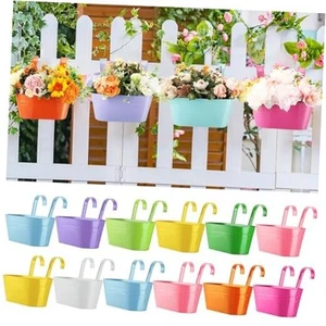 12 Pcs Metal Hanging Flower Pot Railing Planter Multicolor Iron Planter - Picture 1 of 7