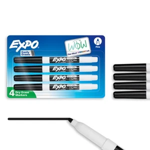 EXPO 86661 Low-Odor Dry Erase Markers, Fine Point, Black, 4-Count - Picture 1 of 9