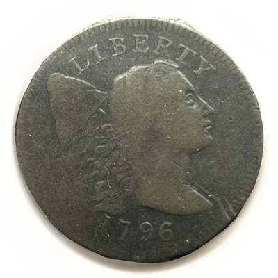 1796 S-84 Liberty Cap Large Cent Coin 1c Very Fine Flowing Hair Cent VF - Image 1 of 4