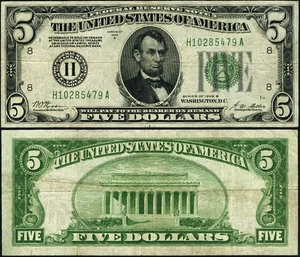 FR. 1952 H $5 1928-B Federal Reserve Note St. Louis H-A Block DGS VF - Picture 1 of 3