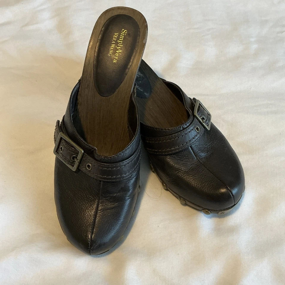 Simply Vera Studded Clog Mule Latte Dark Brown Size 8M - Image 1 of 4