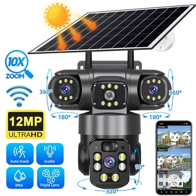 Solar Battery Powered Wireless WiFi Home Security Camera System Outdoor Pan/Tilt - Image 1 of 4