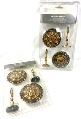 LOTE (4) Corbatas Cortina Cortina Retenciones Rosetas de Colores Latón De Colección JC Penny Foto 1 de 4