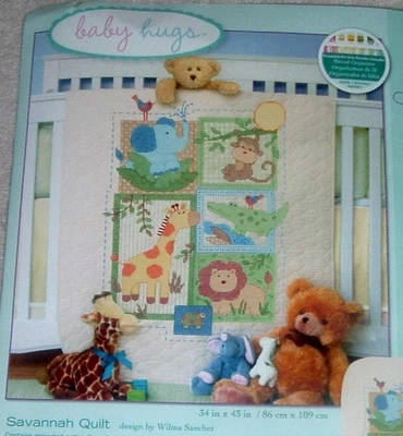 Dimensions Baby Hugs Stamped Cross Stitch Quilt Kit "Savannah" African Animals - Image 1 of 4