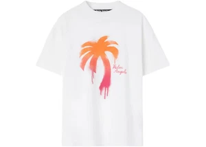 Talla M - Camiseta clásica Palm Angels Sprayed Palm blanca/fucsia PMAA001F22JER011 - Imagen 1 de 1