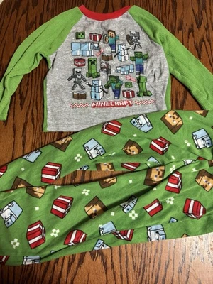 Boys Size 6 Minecraft Christmas 2 Piece Pajama Set Thermal Fleece Long Sleeve - Image 1 of 4