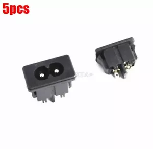 5Pcs AC250V 2.5A IEC320 C8 Male 2 Pins Power Inlet Socket Panel Embedded Ic N ct - Foto 1 di 2