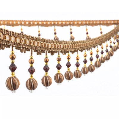 12.5 Yard Braid Beaded Pendants Balls Curtain Tassel Fringe Trim Edge Decoration - Image 1 of 4