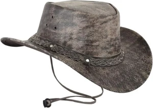 Cappello in pelle effetto invecchiato Leatorick stile australiano occidentale uomo donna - Foto 1 di 7