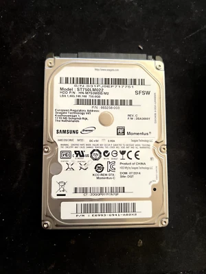 Samsung Momentus ST750LM022 750GB 2.5" SATA Laptop Hard Disk Drive HDD Grade A - Image 1 of 3