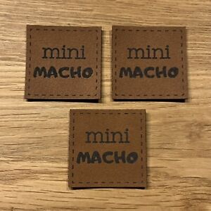 Kunstleder Label zum aufnähen, lasergraviert, 3 Stück #Mini Macho
