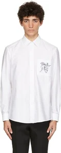 Burberry Mythical TB Logo Long Sleeve Shirt Manzoni Casual Optic White Size L - Picture 1 of 12