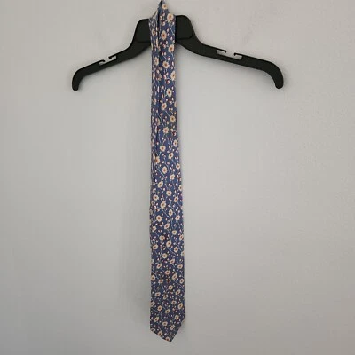 Brooks Brothers Fabricantes Toda Seda 60" Corbata Azul con Patrón Floral Rojo Foto 1 de 3