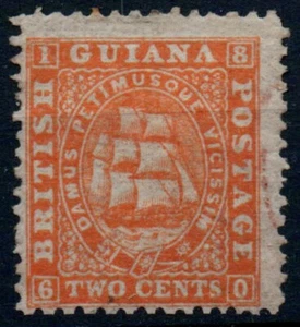 British Guiana SG52 1863 2c orange p12½ thin paper hinged mint - Imagen 1 de 1