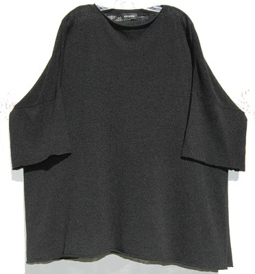 NUEVO Suéter túnica tejido 10 % seda cuello drapeado NEGRO Eskandar O/S $1895 Foto 1 de 3