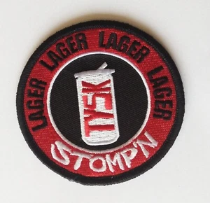 Lager! gestickter Aufnäher mit dem Refrain von Beefheads! Song, 3,15" Durchmesser - Bild 1 von 7