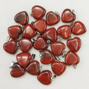 50pcs Natural Stone Heart Red Jasper Pendant Bead for DIY Necklaces Jewelry 16mm - Picture 1 of 3