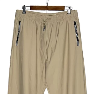 Mens elastic waist drawstring windbreaker hiking pants size 2XL solid beige - Picture 1 of 5