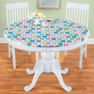 Colorful Easter Egg Vinyl Fitted Flannel Back Elastic Table Cover in 2 Sizes - Picture 1 of 6