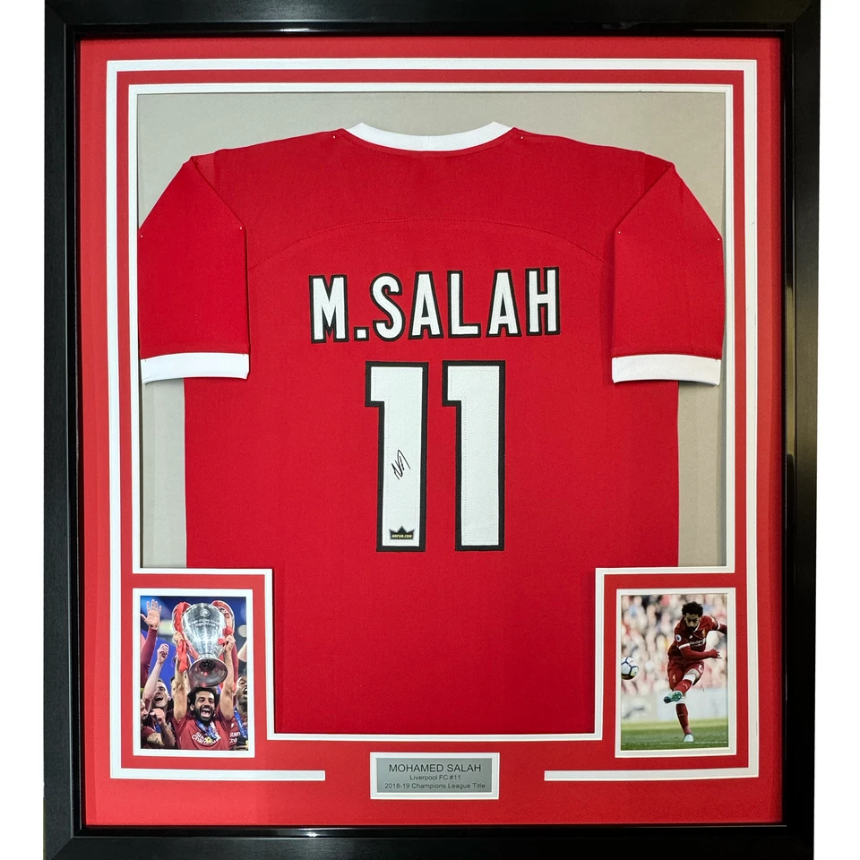 Framed Facsimile Autographed Mohamed Mo Salah 35x39 Liverpool Red Reprint Jersey - Image 1 of 2