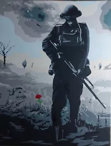 Military Art. "The Patrol" Original hand painted on a 16"×20" canvas. - Picture 1 of 7