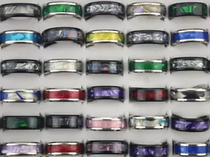 60pcs Wholesale Lots Stainless Steel Jewellery Mixed Shell Men‘s Rings Bulk Ring - Picture 1 of 16