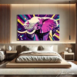 Large Pop Abstract Wall Art Purple Canvas Urban Decor Contemporary Art Painting - Picture 1 of 10