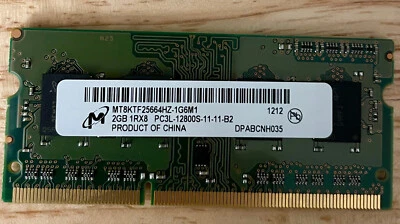 MICRON 2GB MT8KTF25664HZ-1G6M1 11-11-B2 DDR3-1600 SODIMM PC3-12800 HP 621565-001 - Image 1 of 2