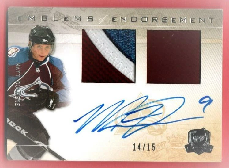 2009-10 THE CUP MATT DUCHENE EMBLEMS ENDORSEMENT ROOKIE DUAL PATCH AUTO RARE /15 - Image 1 of 1