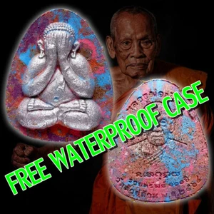 FREE Waterproof Case Genuine Thai Amulet Jumbo Phra PIDTA PID TA LP PHAT Wealth - Picture 1 of 13