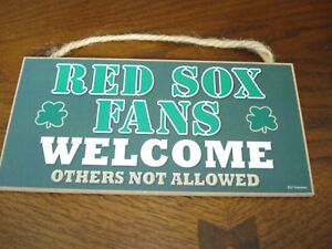 Red Sox Fans Welcome Green Irish Wooden Wall Hanging Sign