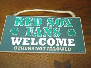 Red Sox Fans Welcome Green Irish Wooden Wall Hanging Sign - Picture 1 of 1