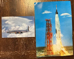 American Airlines Douglas DC-6 Mercury Atlas Booster Aviation Vintage Postcard - Picture 1 of 2