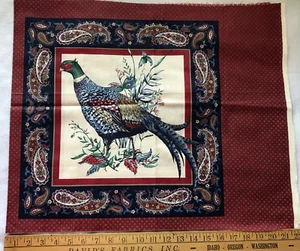 Set 2 Pheasant  Fabric Panels cotton 15.5" square Wall Hangings Pillows F170 - Picture 1 of 2